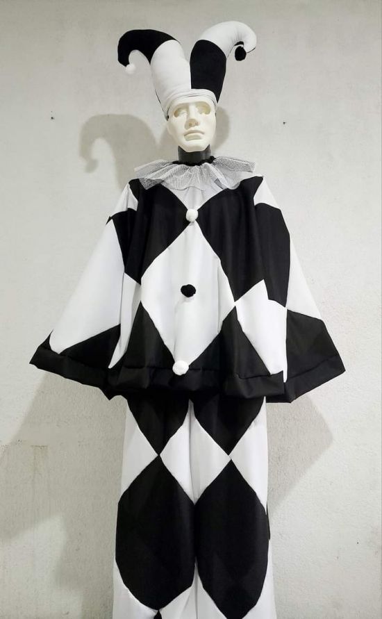 Black and White Mime stilt Costume