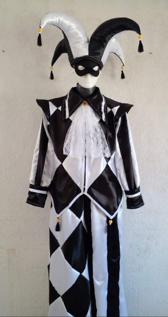 Black & White Harlequin Stilt Costume
