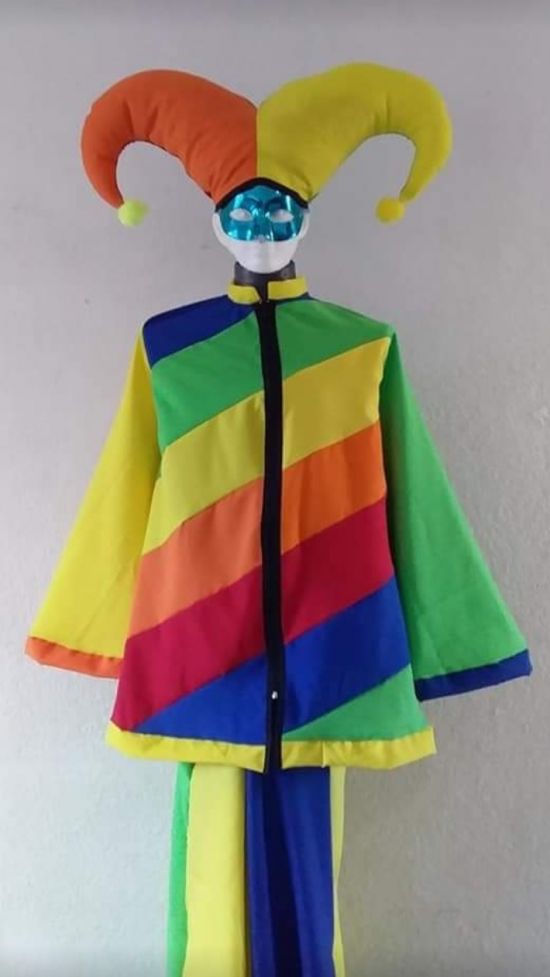 Rainbow Mime Stilt Costume