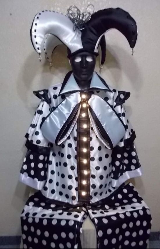 Elegant Harlequin Stilt Costume